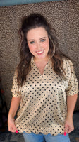Polka Dot Charm - Taupe Top
