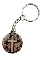 Tap To Pray - Prayer Tag Keychains: River Rock Camo + Cross
