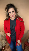 The Willow Waffle Cardigan - Red
