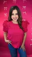 Pink Confetti Eyelet Top
