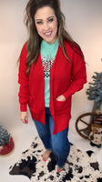 The Willow Waffle Cardigan - Red
