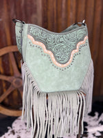Sage Bloom Fringe Crossbody
