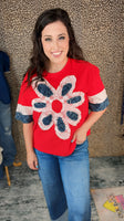 Denim and Lace Daisy Patch Top
