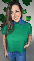 The Color Crush Mock Neck Sweater Top - Kelly Green
