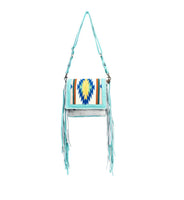 Zunia Leather & Hairon Bag in Turquoise
