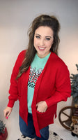 The Willow Waffle Cardigan - Red
