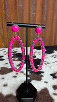 The Hot Pink Desert Stone Oval Earrings
