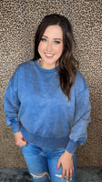 The Washed Away Pullover- Dusty Blue

