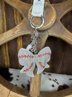 Baseball Bow Rhinestone Keychain
