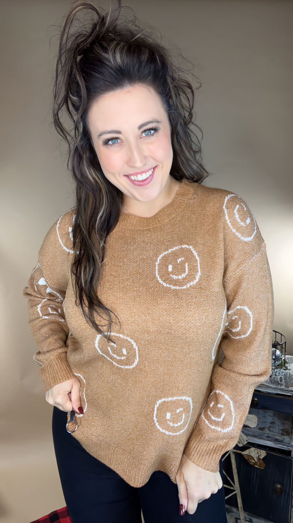 Simply Perfect Smiley Face Sweater