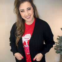 The Willow Waffle Cardigan - Black