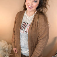 The Willow Waffle Cardigan - Camel