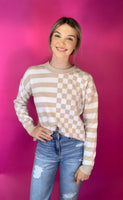 Striped Pullover Sweater - Taupe
