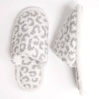 Winter Luxury Soft Leopard Pattern Slipper-Grey