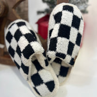 Checkered House Shoes Black & White