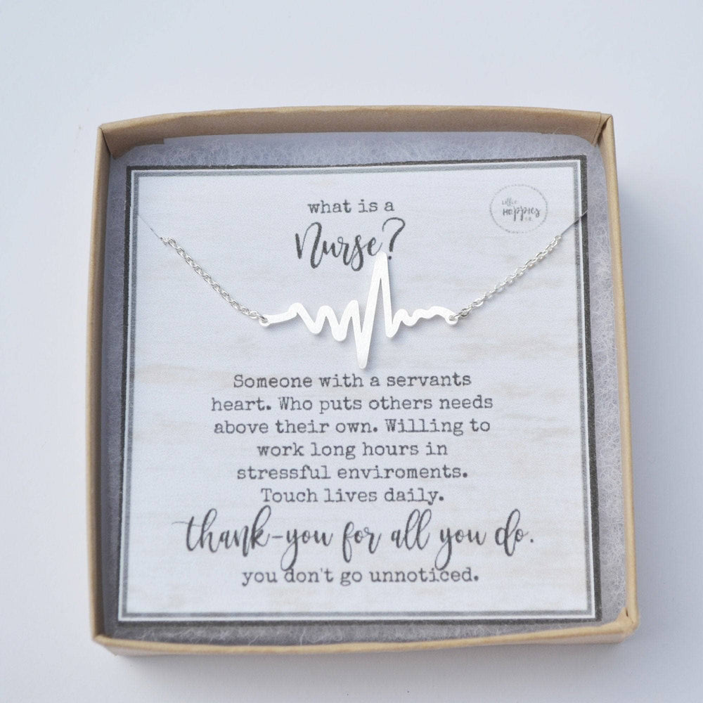 Nurse Appreciation Gift, Nurse Necklace, Heartbeat Necklace, Nurse Thank You Gift, Gift for Nurse, Nurse Jewelry, Nurse Gift, Thank You Gift: Rose gold