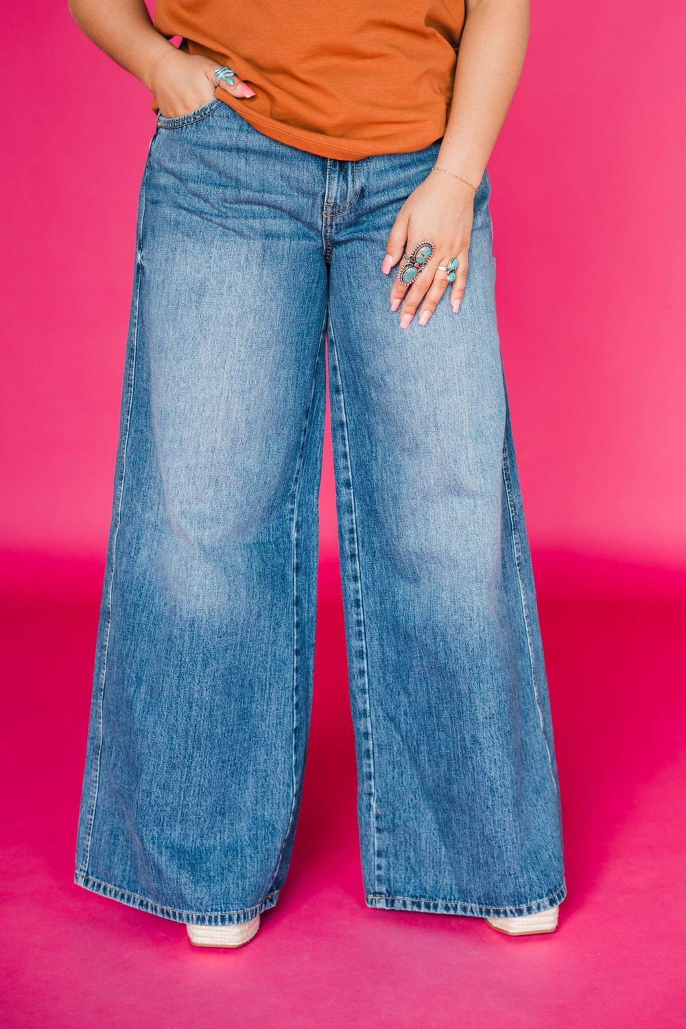 Make A Statement Mid Rise Super Wide Jeans