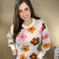 Your Own Way Flower Printer Sweater