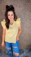Lemon Breeze Ruffle Sleeve Top
