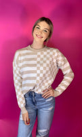 Striped Pullover Sweater - Taupe
