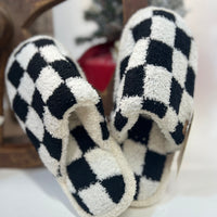 Checkered House Shoes Black & White