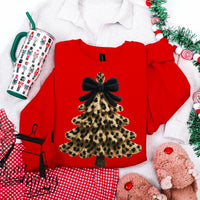 Leopard Christmas Faux Yarn Tree Sweatshirt