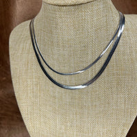 Sleek Silver Layered Herringbone Necklace