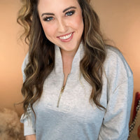 The Long Sleeve Sutton Scuba Top - Heather Grey