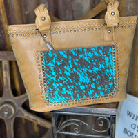 Rust & Stone" Turquoise Accent Tote