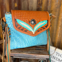 Blue Wings Hand Tolled Bag