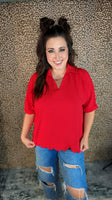 The Harper Scallop Top - Red
