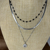 Midnight Silver Layered Necklace