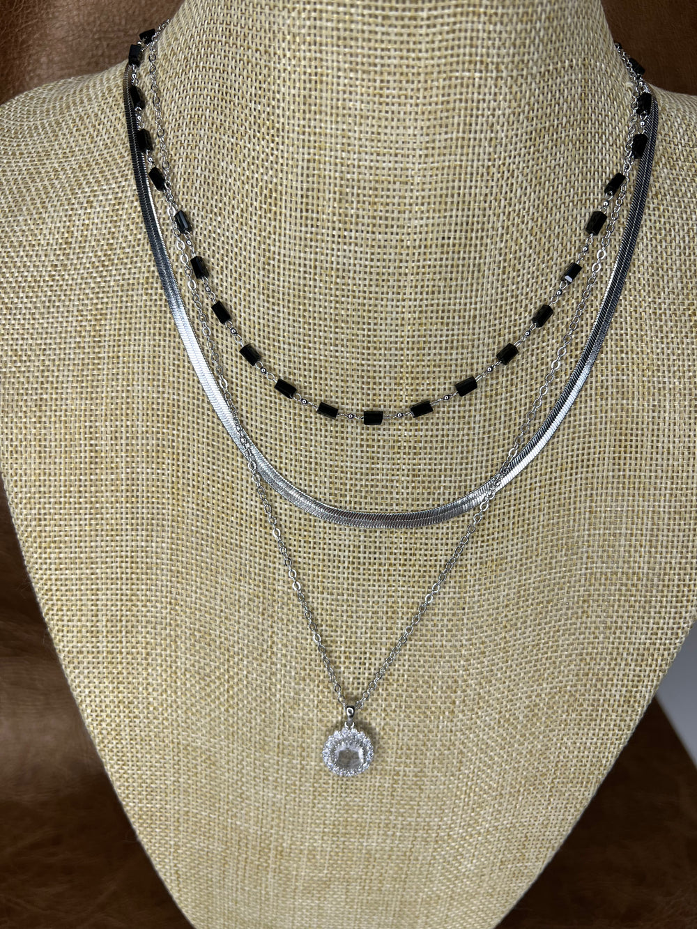 Midnight Silver Layered Necklace