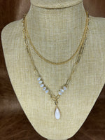 Golden Pearl Drop Layered Necklace
