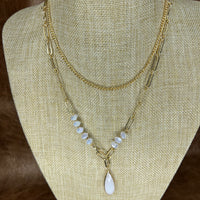 Golden Pearl Drop Layered Necklace