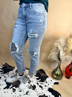 The Penelope Mid Rise Sequins Patched Pants
