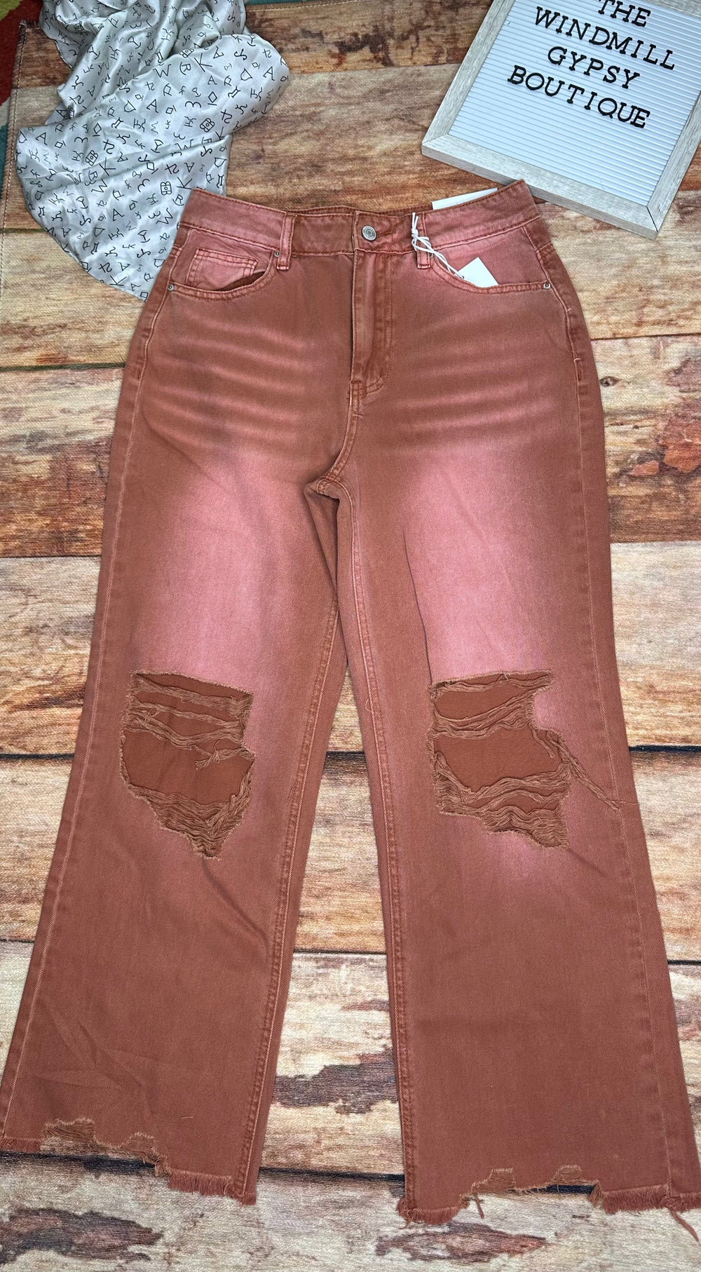 Raw Edge Rebel Jeans - Rust