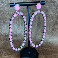 Cowgirl Bubblegum Hoops – Pink Stone Earrings