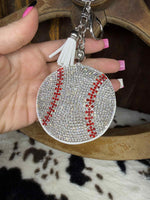 Baseball Rhinestone Keychain
