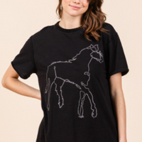 Sequins Horse Top- Black