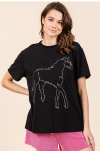 Sequins Horse Top- Black