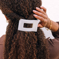 Coconut White | Medium | Flat Rectangle Hair Clip
