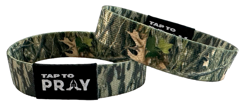 Tap To Pray Wristbands  Forest Camo / Tree Bark Camo