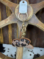 Leopard Rhinestone Cowboy Hat Keychain
