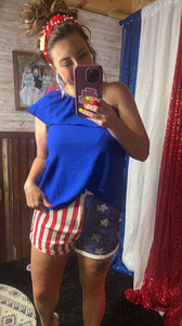 Ella American Flag Split Shorts