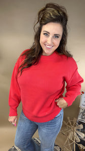 Fall Wishes Sweater- Light Red