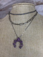 Chunky Purple Stone Layered Necklace
