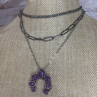 Chunky Purple Stone Layered Necklace