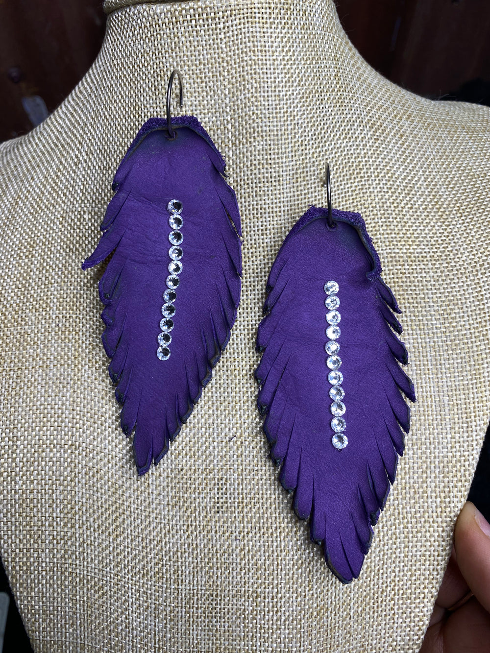 Purple Leather Earring