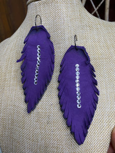 Purple Leather Earring